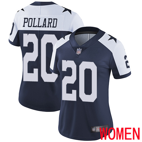 Women Dallas Cowboys Limited Navy Blue Tony Pollard Alternate #20 Vapor Untouchable Throwback NFL Jersey